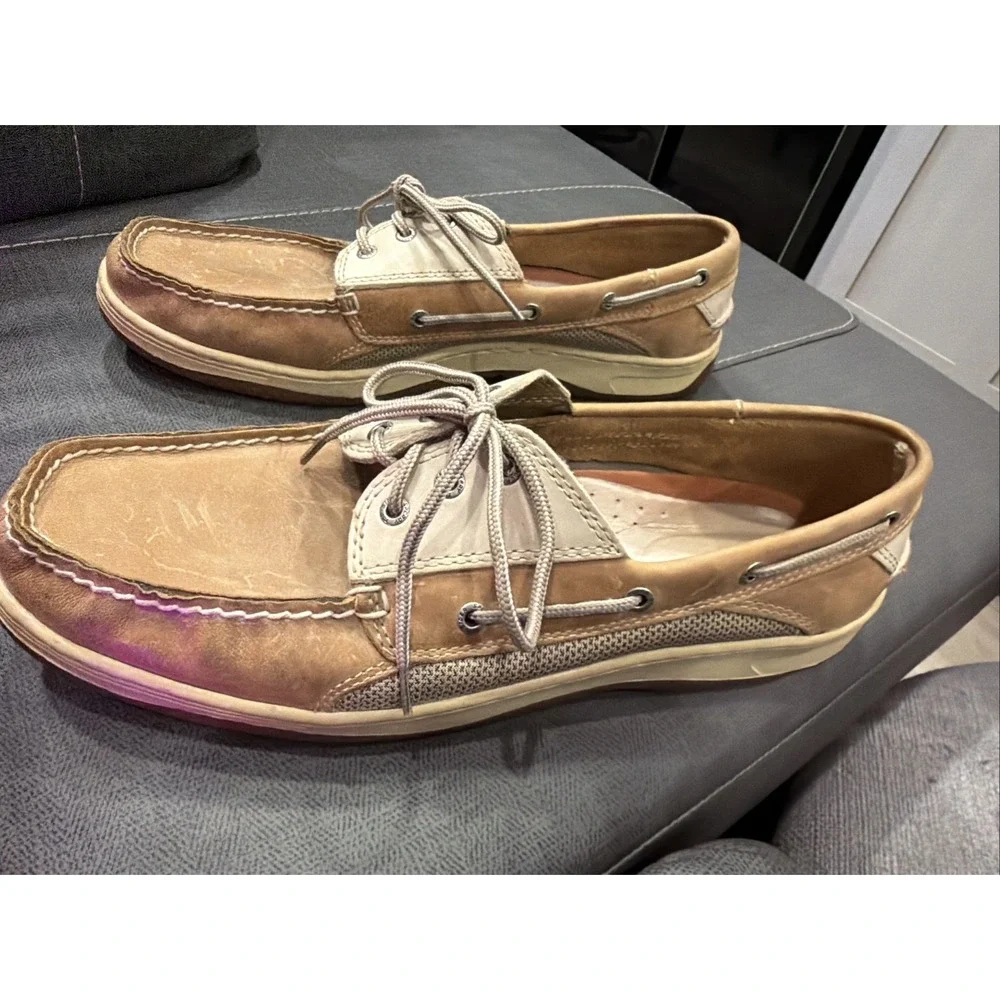 Sperry Top-Sider Billfish 3-Eye Mens 14M Tan Beige Leather Boat Shoes 0799023